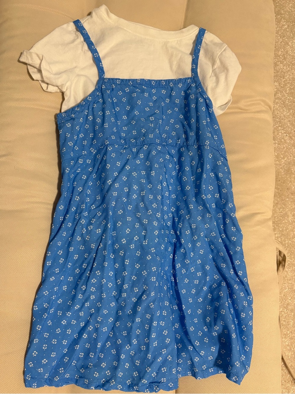 GAP Blue Floral Layered Sundress with White Tee